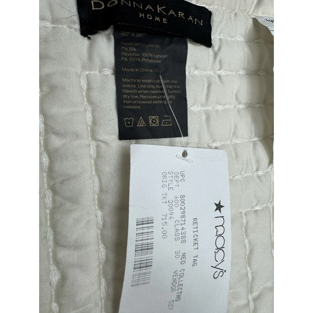 Donna Karan Full/Queen The Essential Silk Quilt , Ivory , RARE